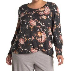 NWT C&C California Cozy Fall Floral Twist Front Top 2X
